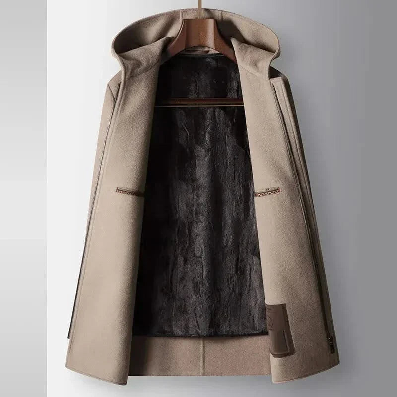 100% WOOLEN HOODED COAT